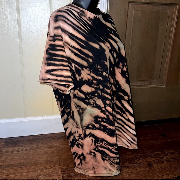 ⭐️Gildan Reverse Tie Dye Black & Tan Short Sleeve Shirt Size L Custom Made - Picture 4 of 12